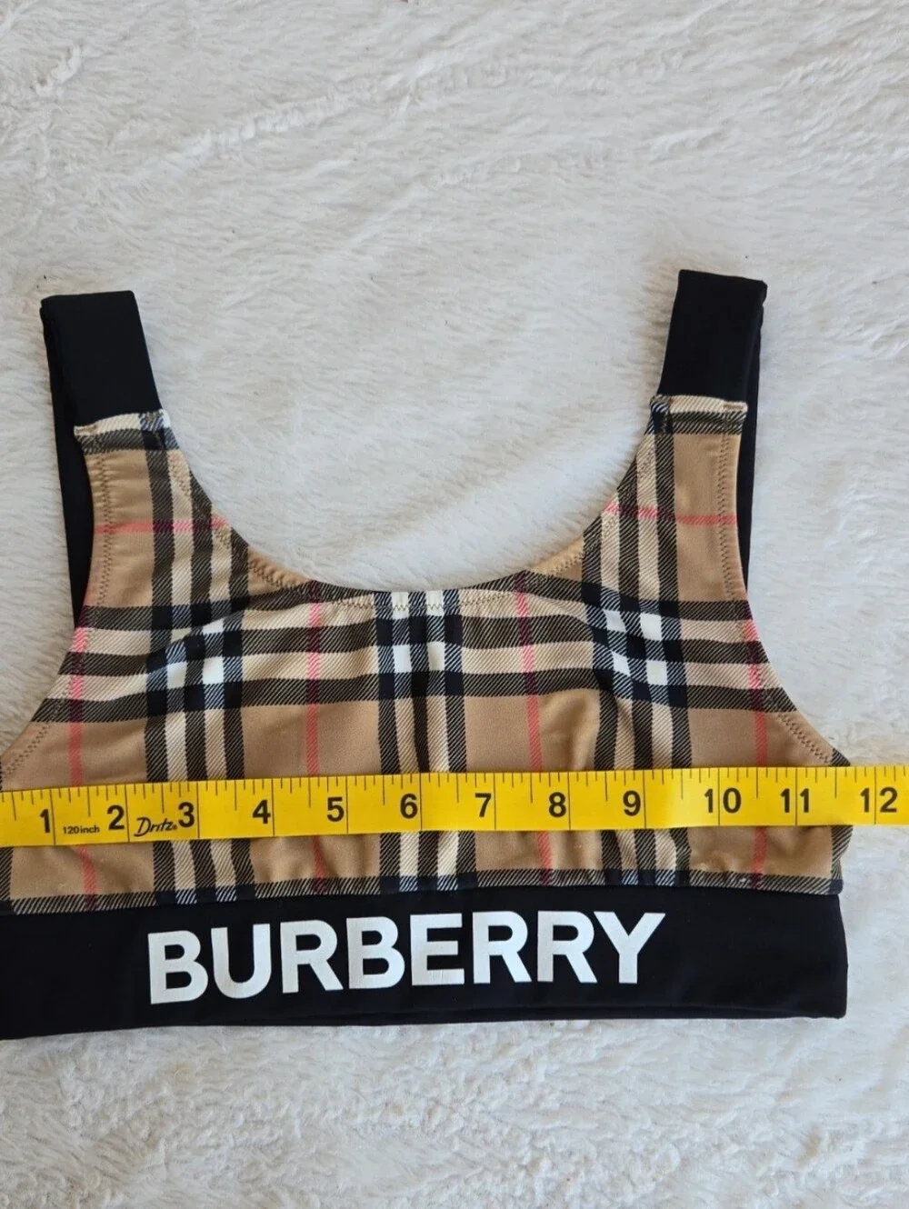 BURBERRY Vintage Check Logo Swim Top Bikini Crop Tank